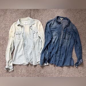 Set of Two Denim Button-Up Shirts